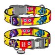 WAUDOG Nylon dog collar with QR passport,  Furry monsters  design, plastic fastex Cheap