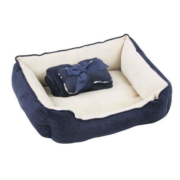 Pawise Pet Bed w Blanket & Bone Red Blue Coffee 56x43x18cm on Sale