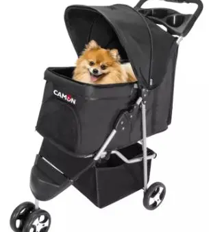 Camon Pet Stroller 3-Wheeler Black for Cats and Small Animals Online Hot Sale