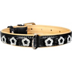 Dog collar CoLLar Brilliance Flower double black Cheap