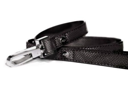 SALE MILK & PEPPER Dog leash NAJA black crocodile look Cheap