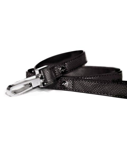 SALE MILK & PEPPER Dog leash NAJA black crocodile look Cheap