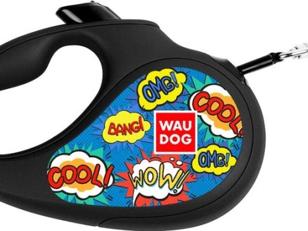 Collar WAUDOG R-leash for dogs, pattern  WOW , L, up to 50 kg, 5 m, reflective tape For Cheap