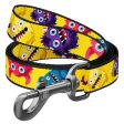 WAUDOG Nylon dog collar with QR passport,  Furry monsters  design, plastic fastex Cheap