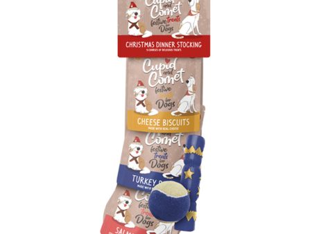 Cupid & Comet Christmas Dinner Dog Stocking For Sale