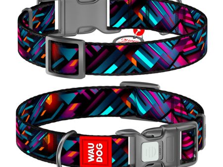 WAUDOG Nylon dog collar with QR pet tag,  Endless Worlds  design, plastic fastex, Supply