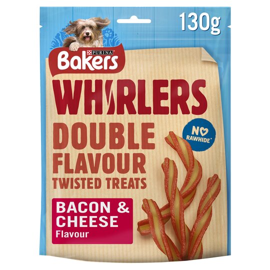 Bakers Whirlers Dog Treats Bacon And Cheese 130G For Sale